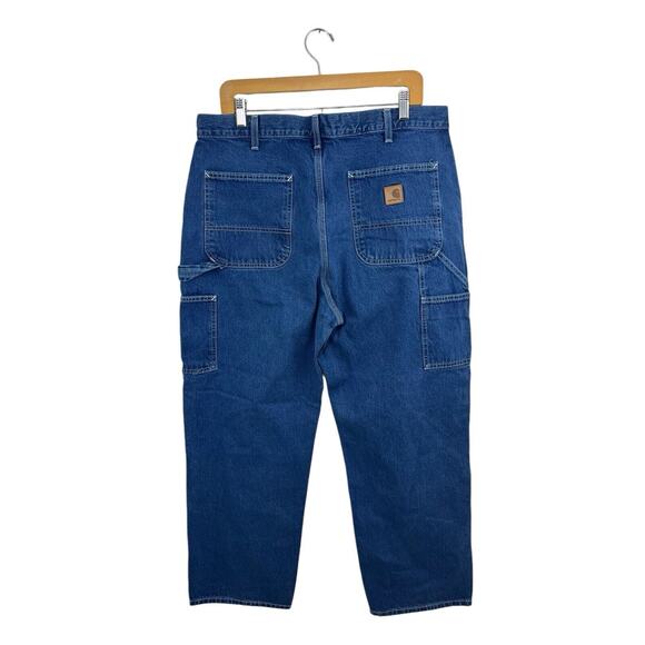 Carhartt Mens Carpenter Jeans Blue 36x30 Dungaree Fit Blue Denim Work B13 DST - Picture 6 of 10